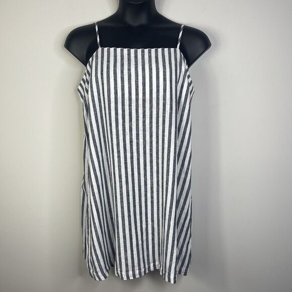 NWT A New Day Blue White Striped Linen Spaghetti Strap Shift Dress Size XL - Picture 1 of 12